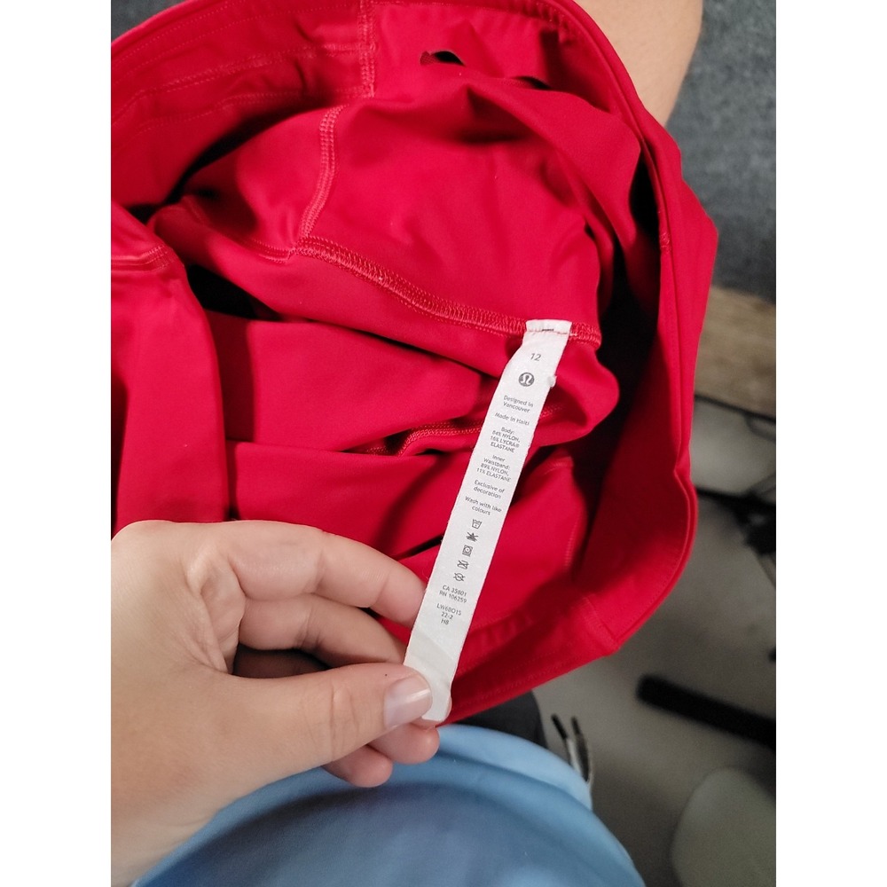 Lululemon Base Pace High Rise Crop 23" Leggings Red Nulux Womens Sz 12 Stretch - Picture 10 of 16